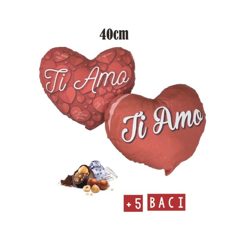 PELUCHE CUORE  CM 40 + 5 CIOCCOLATINI ASSORTITI 1 PZ