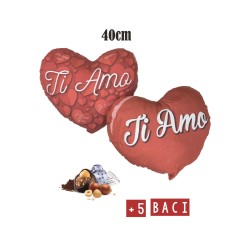PELUCHE CUORE  CM 40 + 5 CIOCCOLATINI ASSORTITI 1 PZ