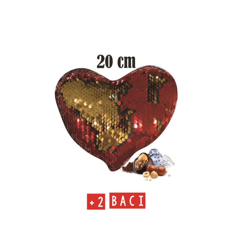 PELUCHE CUORE PAYETTE  CM 20 + 2 CIOCCOLATINI ASSORTITI   1 PZ