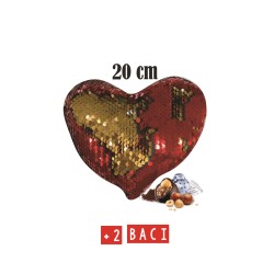 PELUCHE CUORE PAYETTE  CM 20 + 2 CIOCCOLATINI ASSORTITI   1 PZ