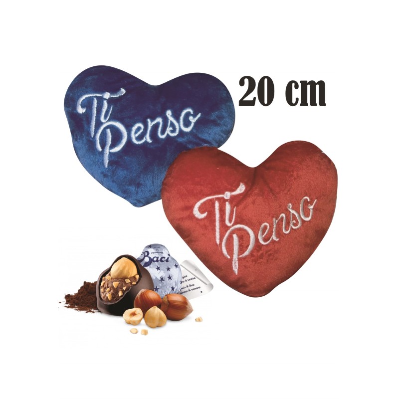 PELUCHE CUORE STAMPATO CM 20 + 2 CIOCC. ASSORTITI 1 PZ