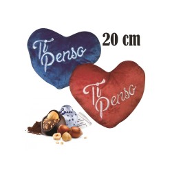 PELUCHE CUORE STAMPATO CM 20 + 2 CIOCC. ASSORTITI 1 PZ