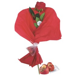 Rosa di Velluto Rossa con Stelo 40 cm + 2 Cioccolatini Assortiti