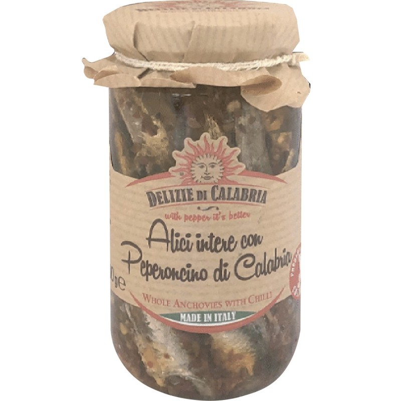 ALICETTE INTERE CON PEPERONCINO DI CALABRIA  ART.PEA010 200 GR 1PZ