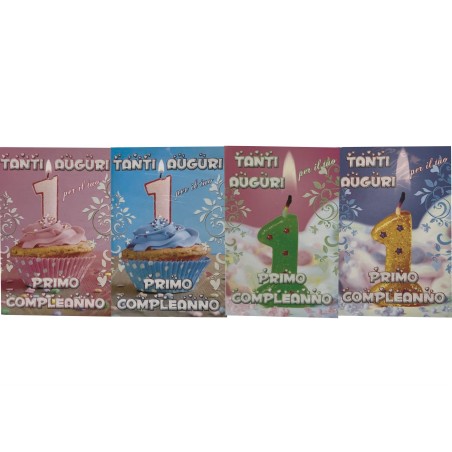 Biglietti buon compleanno 1 anno   art.10197  6 pz