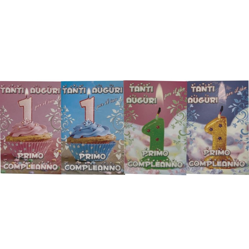 Biglietti buon compleanno 1 anno   art.10197  6 pz