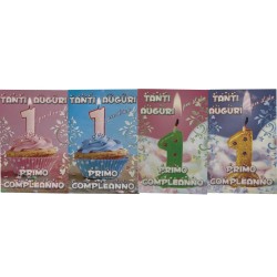 Biglietti buon compleanno 1 anno   art.10197  6 pz