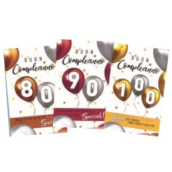 Biglietti buon compleanno 80/90/100  anni  art.ass.   6 pz