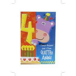 Biglietti buon compleanno animalotti 4 anni art.3934 6 pz