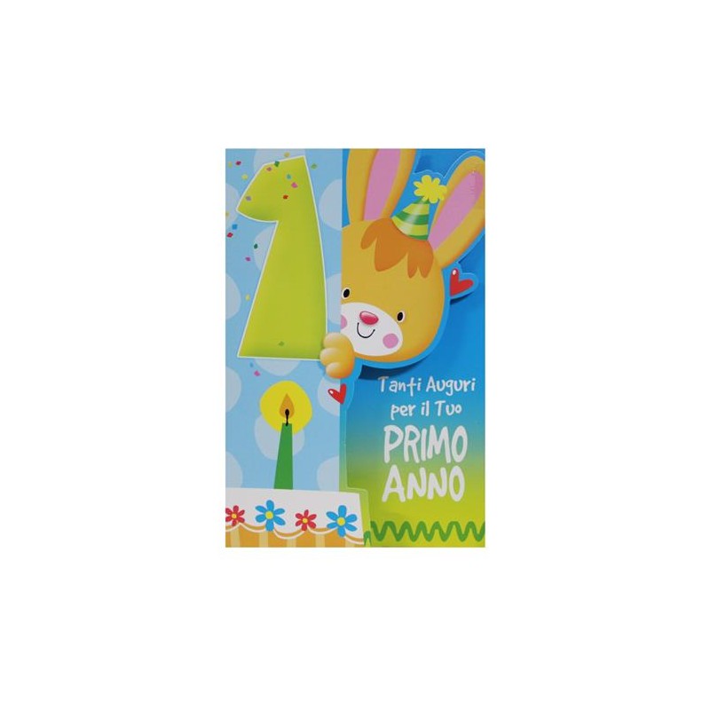 Biglietti buon compleanno animalotti anni 1 m art.3931  6 pz