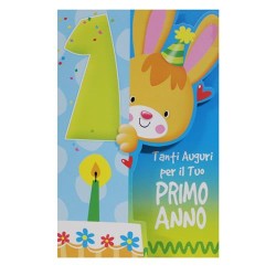 Biglietti buon compleanno animalotti anni 1 m art.3931  6 pz