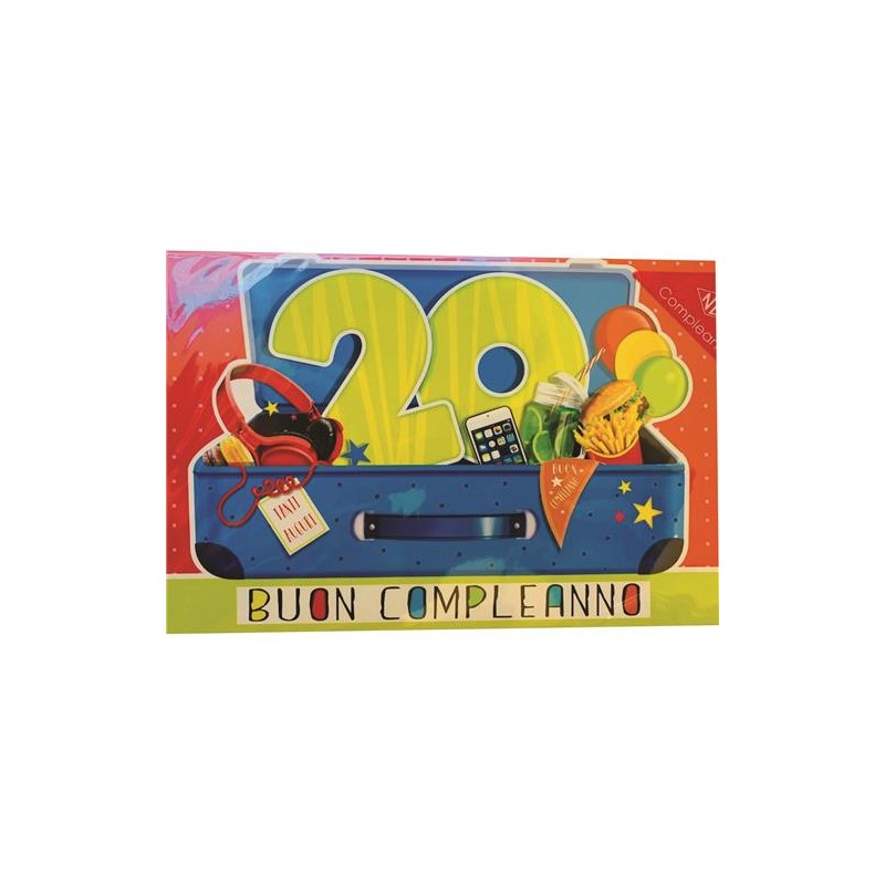 Biglietti buon compleanno festeggia in viaggio anni 20 art.4863 6 pz