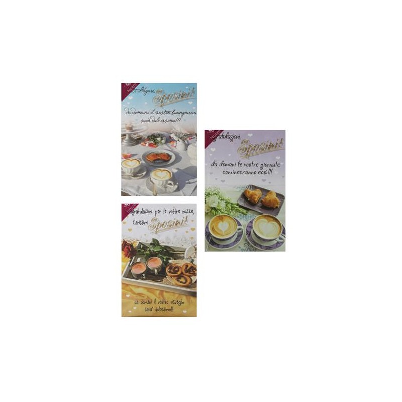 Biglietti buongiorno sposini carta perlata art.3952 12 pz