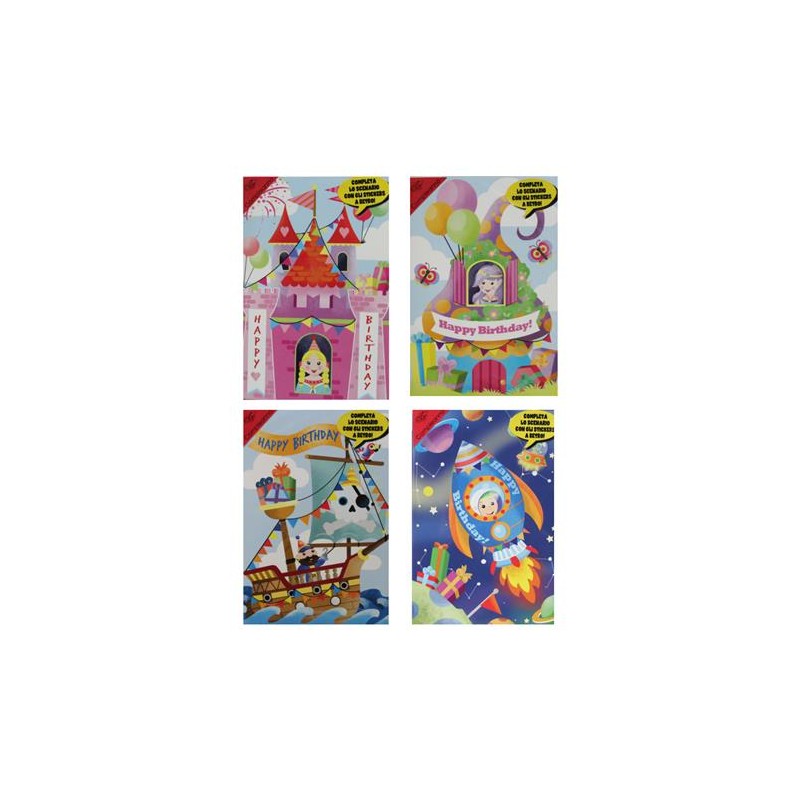 Biglietti festeggia con gli stickers! art.3843 12 pz