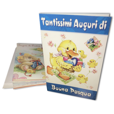 Biglietti l'allegra buona pasqua medi 10x16 art.1475 12 pz