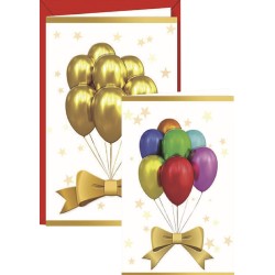 Biglietti senza testo fiocchi e palloncini art.7215  6 pz