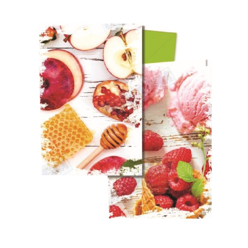 Biglietti senza testo per ogni occasione frutta e dolci  art.5111  6 pz