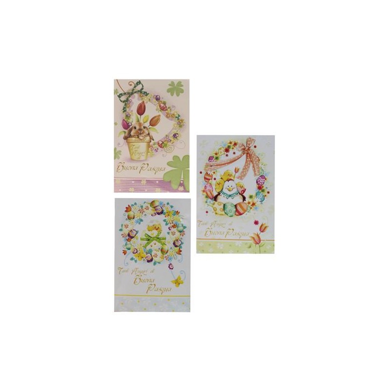 Biglietti simpatici animaletti pasquali art.3655 12 pz
