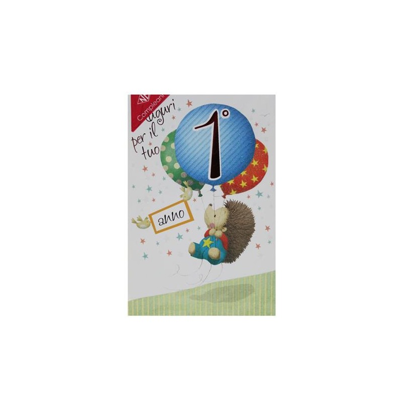 Biglietti tenero compleanno brillantino 1 anno boy art.3687  6 pz