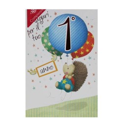 Biglietti tenero compleanno brillantino 1 anno boy art.3687  6 pz