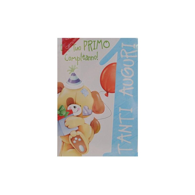 Biglietti un cagnolino per il  tuo 1 compleanno boy art.3619 6 pz