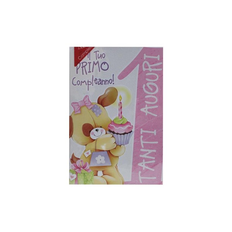 Biglietti un cagnolino per il tuo 1 compleanno girl art.3618 6 pz