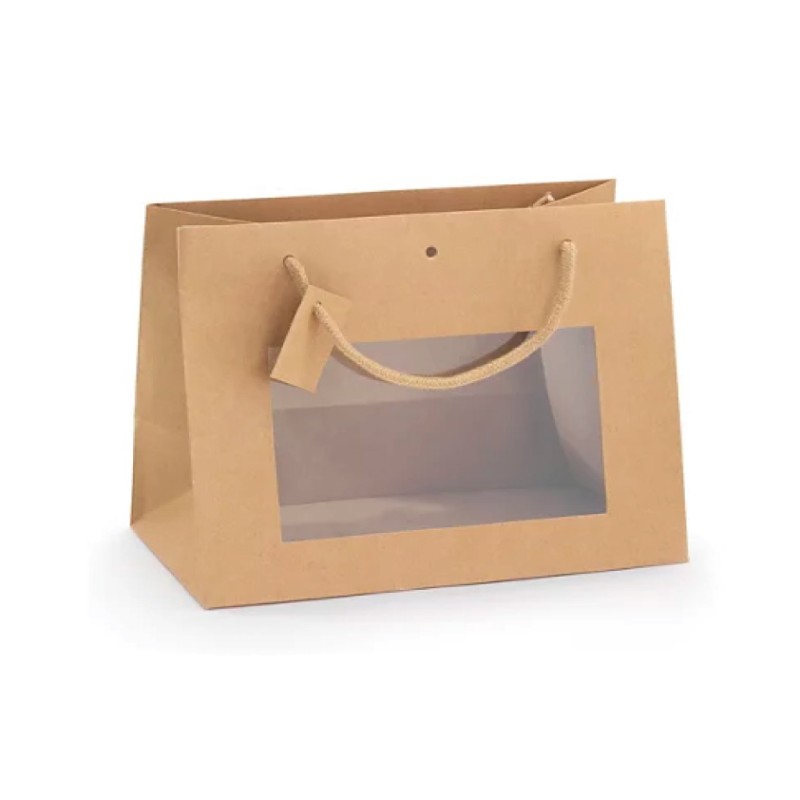 Busta Carta C/Cordoncino C/Finestra Kraft Nature 40x31x15 1 Pz