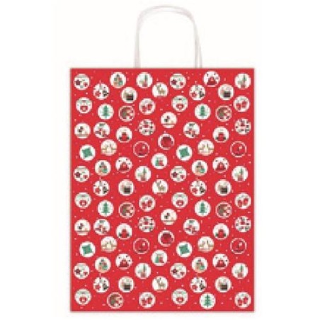 Busta manico ritorto allegra fantasie di natale  16x8x21 art.16393  1 pz