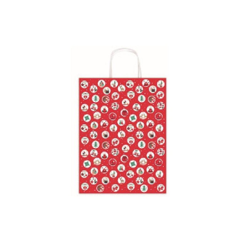 Busta manico ritorto allegra fantasie di natale  16x8x21 art.16393  1 pz