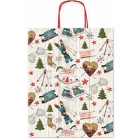 Busta manico ritorto allegra fantasie di natale  16x8x21 art.16431 1 pz