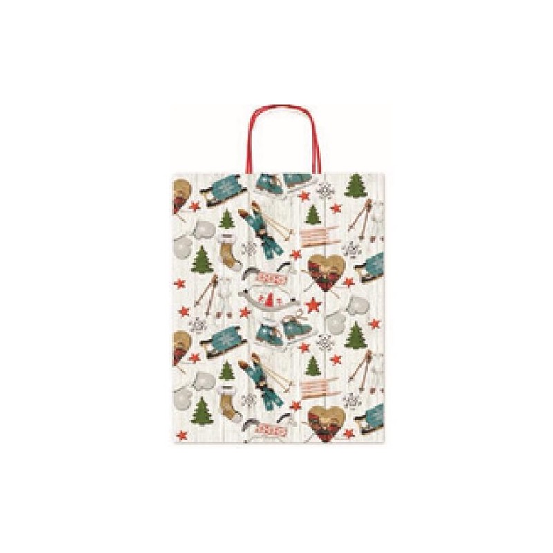 Busta manico ritorto allegra fantasie di natale  16x8x21 art.16431 1 pz