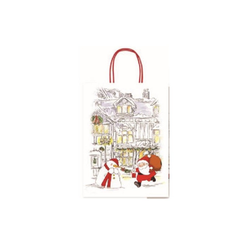 Busta manico ritorto allegra fantasie di natale  26x12x34 art.367  25 pz