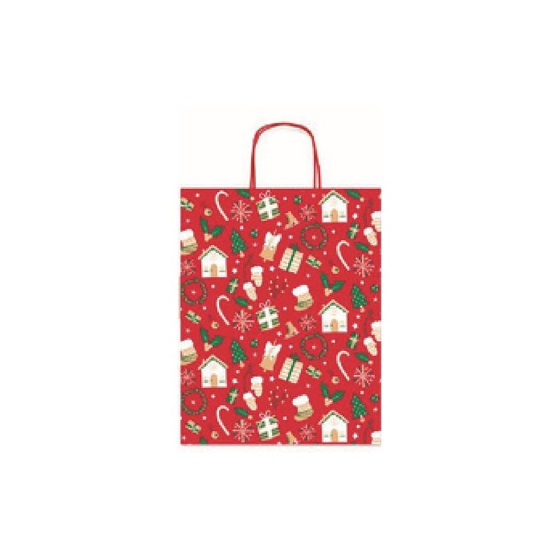 Busta manico ritorto allegra fantasie di natale  26x12x34,5 art.565  25 pz