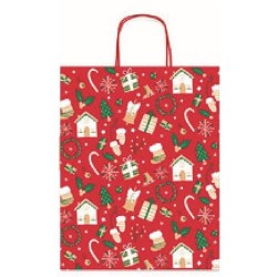 Busta manico ritorto allegra fantasie di natale  26x12x34,5 art.565  25 pz