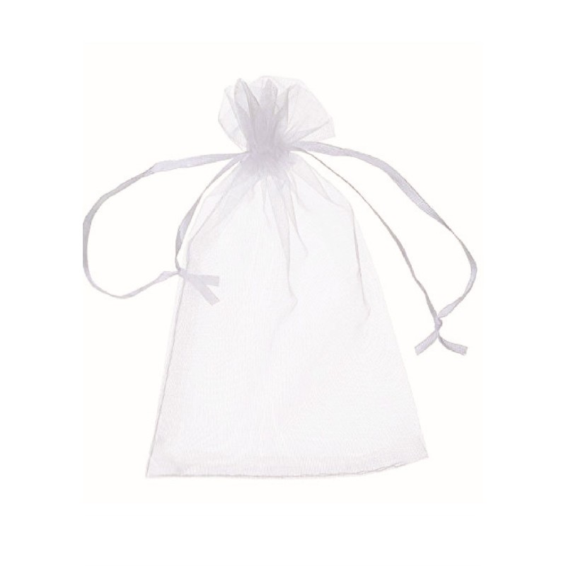 Buste In Organza C/Laccio Milly Bianco 8,5x10 20 Pz