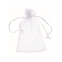 Buste In Organza C/Laccio Milly Bianco 8,5x10 20 Pz