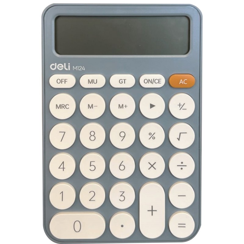 CALCOLATRICE DELI BIG DISPLAY 12 CIFRE GRIGIO ART.M124   1 PZ