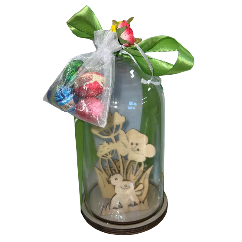 CAMPANA VETRO PASQUALE + DOLCEZZE PASQUALI  50 GR   1 PZ