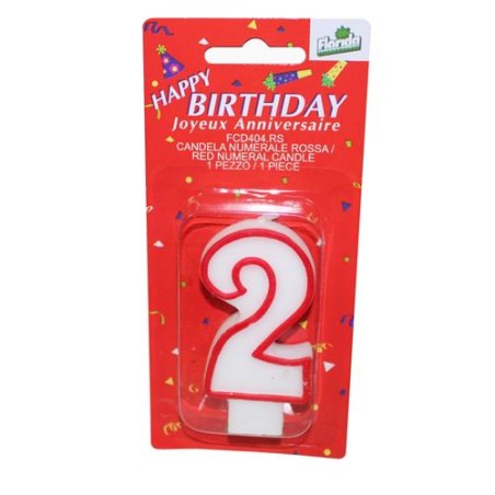 Candelina  n.2 rossa 1 pz
