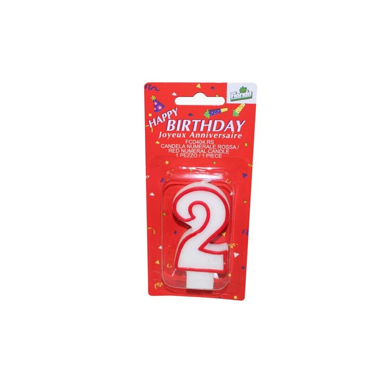 Candelina  n.2 rossa 1 pz