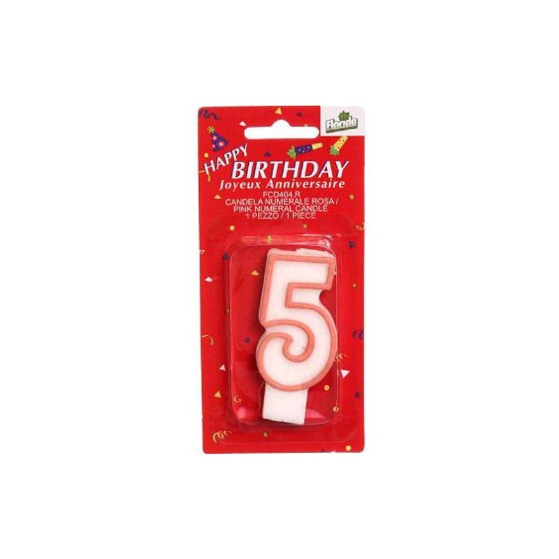 Candelina  n.5  rosa  1 pz