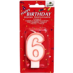 Candelina  n.6  rosa  1 pz