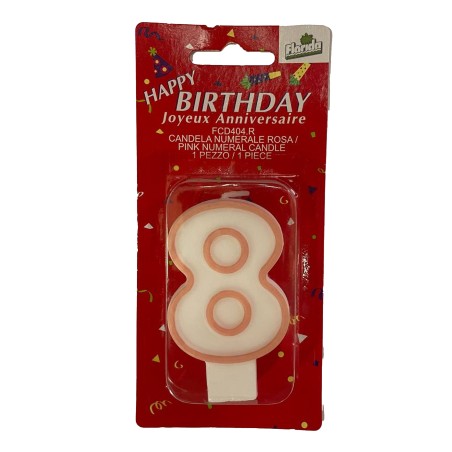 Candelina  n.8  rosa   1 pz