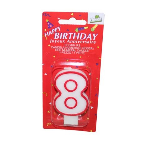 Candelina  n.8 rossa 1 pz