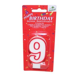 Candelina  n.9 rossa 1 pz
