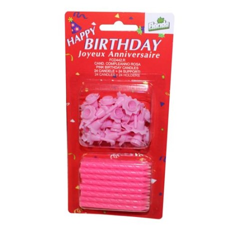 Candelina singola rosa da 24 1 pz