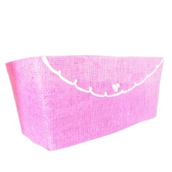 Cassetta Tessuto Con Perle Rettangolare Rosa 30x14x14 1 Pz