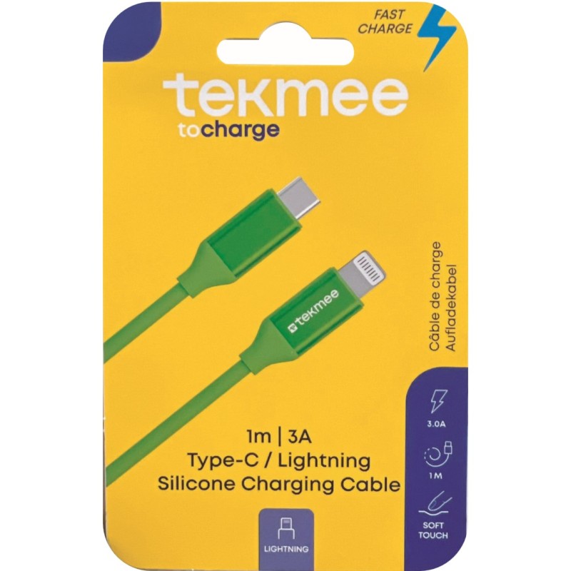 CAVO RICARICA  TYPE C/LIGHTNING SILICONE COLORI ASS. 3A 1 MT  ART.40430316 1 PZ