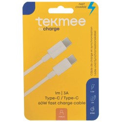 CAVO RICARICA RAPIDA TYPE C/TYPE C 3A  1MT ART.40430065 1 PZ