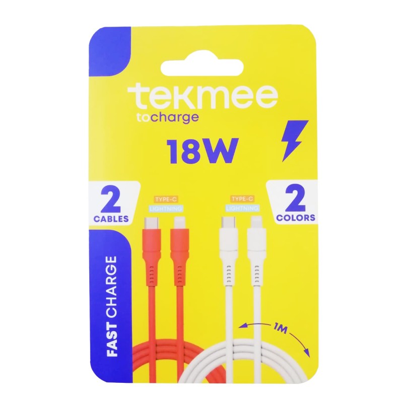 Cavo ricarica type-c/lightning bianco e rosso art.40430358 1 mt 2 pz